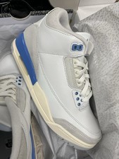 Get 4 Nike Air Jordan 3Mid Top Leather Sneaker White/Blue/Gray Men's2shoes 8.5/8 picture