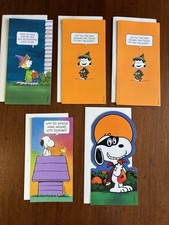 Vintage Peanuts Halloween Card Lot Unused 60s 70s Hallmark Lucy Snoopy  picture