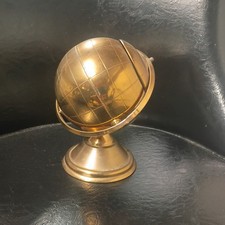 vintage mid century modern brass globe stand cigarette dispenser holder ashtray picture