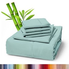 6 Piece Premium Bamboo Sheet Set, Deep Pockets, 50 Colors, 2200 Count, Soft picture