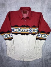 Vintage Rustler by Wrangler Aztec Southwestern Western Pearl Snap Shirt Men's L picture