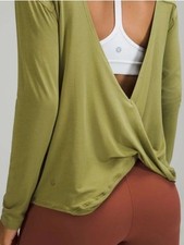 lululemon athletica Women’s 4 Silk Model blend open Back Long Sleeve Top NEW picture