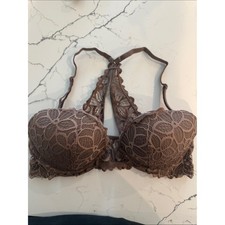 PINK Victoria's Secret Brown Lace Racerback Push-Up Bra picture