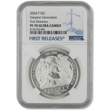 2024 P Greatest Generation Commemorative Silver Dollar PF 70 UCAM NGC picture