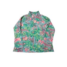Lilly Pulitzer Skipper Popover Quarter Zip Tropical Animal Print Womens Small picture