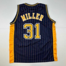 Facsimile Autographed Reggie Miller Indiana Blue Pinstripe Jersey XL picture