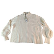 TUCKERNUCK ivory white wool Delphine ruffle neck wool sweater Large picture