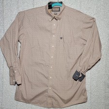Ariat Men's Burnis Classic Fit Tan Diamond Print Western Button-Down Shirt picture