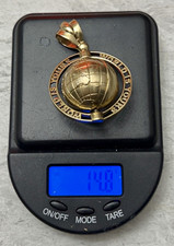 Gold Tone Round Globe Charm Pendant Curb Chain Necklace, World & Travel picture