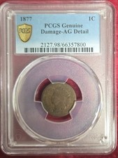 1877 1c. Indian Cent PCGS About Good Details  picture