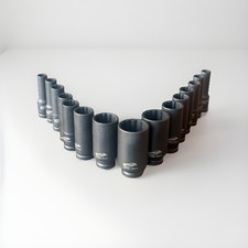 15pcs 1/2” Dr. 12 Point Spindle Axle Deep Impact Socket Set Metric 10-32mm CRMO picture