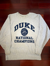 Champion Reverse Weave Duke Blue Devils 1991 NCAA Champions Gray Sweatshirt L picture