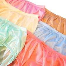 x6 Vintage Shiny Silky Nylon Panties Underwear Plus Size 2XL Women Men Full Cut picture