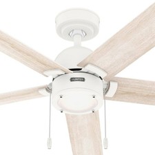 Hunter Fan 52 inch Matte White Ceiling Fan with Light and Pull Chain Indoor picture