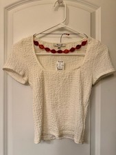 NWT Madewell Textured Top Size XXS White Short Sleeve picture