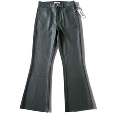 L'AGENCE Dark Army Coated Kendra Flare Jeans Womens 25 High Rise Crop 2714PDDC picture