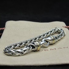 David Yurman 8mm Wheat Chain Bracelet Sterling Silver and 14k Yellow Gold 9 in picture