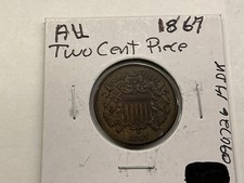 1867 Two Cent Piece Uncirculated Red Brown US Copper Coin 090726 14dk picture
