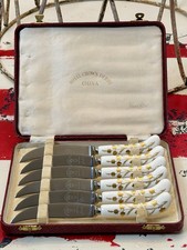 VTG Royal Crown Derby House of LeWitt Set of 6 Knife Set Original Case England picture