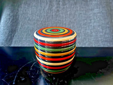 Vintage Japanese Rainbow Striped Natsume Tea Caddy Lacquerware Tea Ceremony picture
