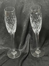 2 Mikasa Crystal Champagne Flutes Glasses in the English Garden pattern picture