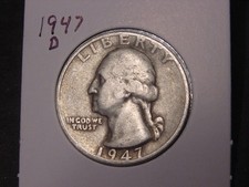 1947-D WASHINGTON QUARTER F VF NICE BETTER DATE  picture