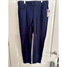 Gloria Vanderbilt Avery Pull On Slim Leg Pants Midnight Affair Navy Blue 16 Avg picture