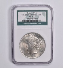 1922 Peace Dollar Binion Silver Hoard - MS63 NGC picture