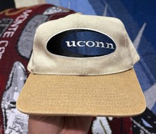 Vintage UConn Huskies Hat American Needle Cap Strapback Beige 2 Tone 90s picture