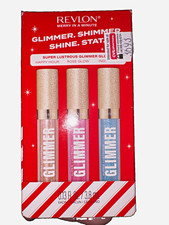 Revlon Super Lustrous Glimmer Gloss 3pc Set Happy Hour Rose Glow Indigo 0.13 picture