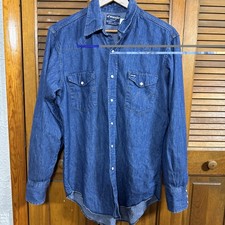 Vintage Wrangler X-Long Tails Denim Western Shirt Pearl Snap 16-34 picture