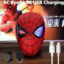 NEW Spider-Man Mask Moving Eyes Cosplay Prop Remote Control Ring Blink Eyes picture