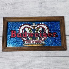 Vintage Budweiser King Of Beers Foil Art Print Framed Jeweled Crown Mancave picture
