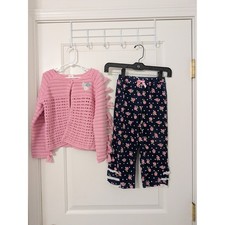 Vintage Gymboree 4T Parisian Rose Pants Park City Luxe Cardigan Outfit picture
