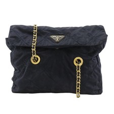 PRADA ChainShoulder Shoulder Bag quilting Navy blue Nylon Women picture