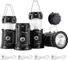 Lichamp Collapsible Portable Solar Camping Lantern, USB Rechargeable LED Flashli picture