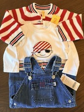 Vintage Gymboree 2005 Pirate Island Lot 2 NWT, Overall, Cardigan Bodysuit 9-12 picture