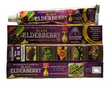 6 Pk BLACK ELDERBERRY Toothpaste By Essential Palace 5 in 1, 100% Fluoride Free picture