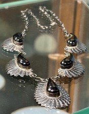 Vintage C.Woody Navajo Sterling & ONYX 19” Necklace Signed CW picture