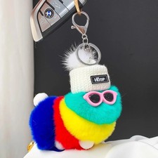 Kawaii Cute Caterpillar Plush Keychain Fluffy Worm Bag Charm Gift (100 Pics) picture