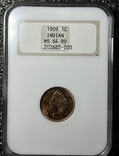 Rare NGC Gen 3 MS64RD 1909 Indian Head Cent, Red IHC In A Gold Embossed Fatty picture