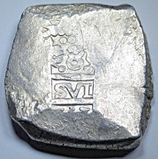 1751 XF-AU Last Year Key Spanish Peru 8 Reales Colonial 1700's Cob 8R Coin picture