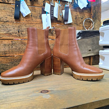 Tory Burch Women’s Brown Leather Carson Ankle Boots Lug Sole Logo picture