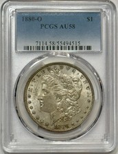 Morgan Silver Dollar 1880 O PCGS AU 58 About Uncirculated 90% Silver $1 Coin picture