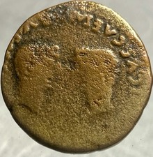 Emperor Tiberius 14-37AD Drusus and Germanicus Facing Ancient As Rare Roman Coin picture