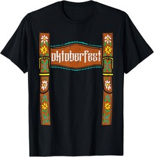 Oktoberfest Lederhosen Costume Funny Bavarian Men Boys Youth T-Shirt picture