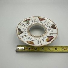 VTG Ceramic Chinese Round Ashtray with 6 Seated Figures w/Gold Trim Hand Painted picture