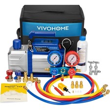 4.5 CFM 1/3 HP HVAC Vacuum Pump & 3-Way Manifold Gauge Set for R1234yf R134a R32 picture