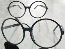 OVERSIZED EXAGGERATED RETRO Clear Lens EYE GLASSES X-Large Big Round Black Frame picture