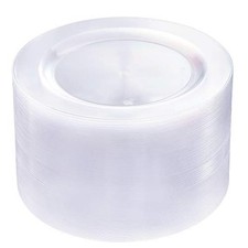 100 Count Clear Plastic Dinner Plates, 10.25inch Disposable Partyware picture